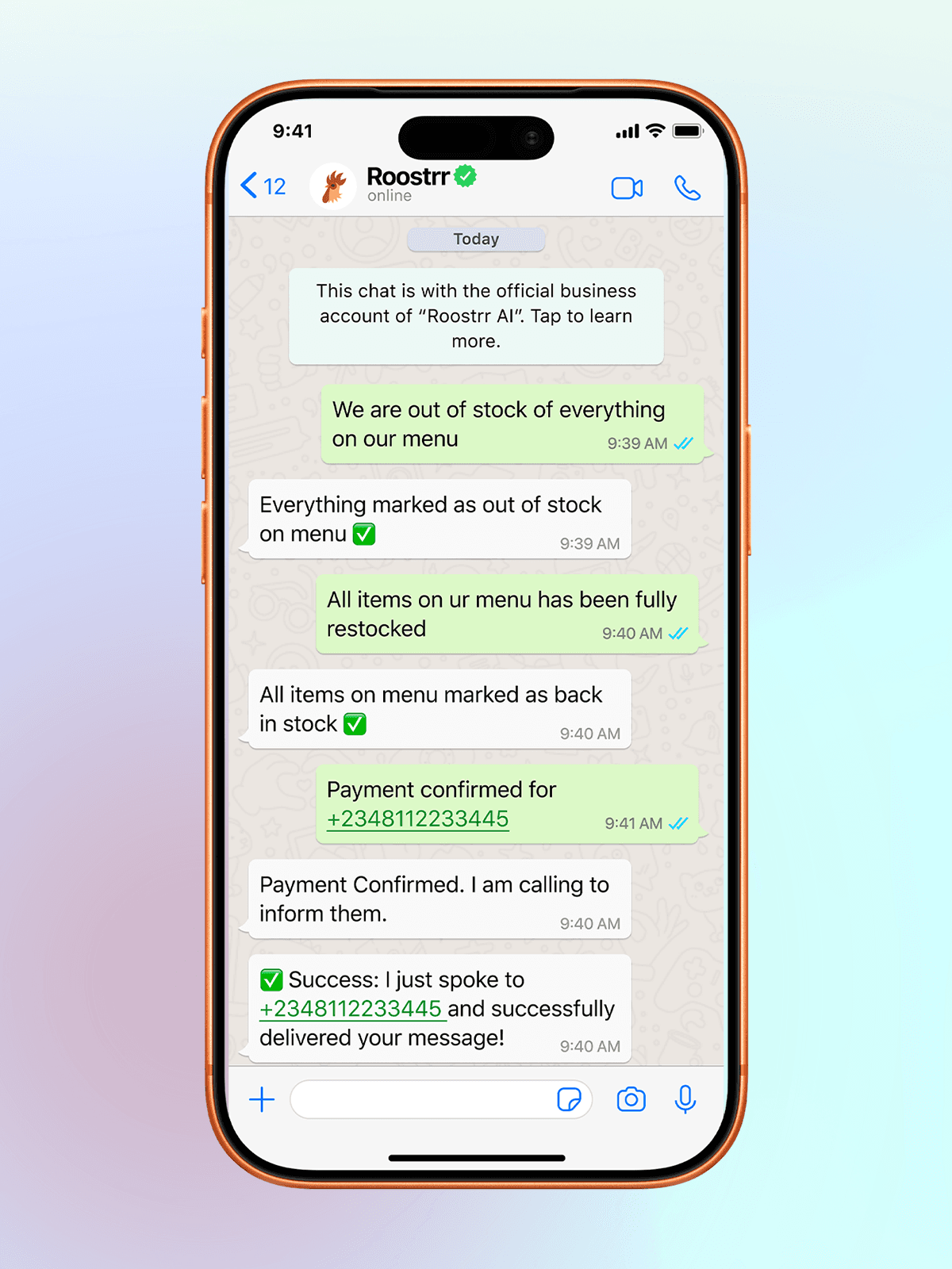 Managed via WhatsApp